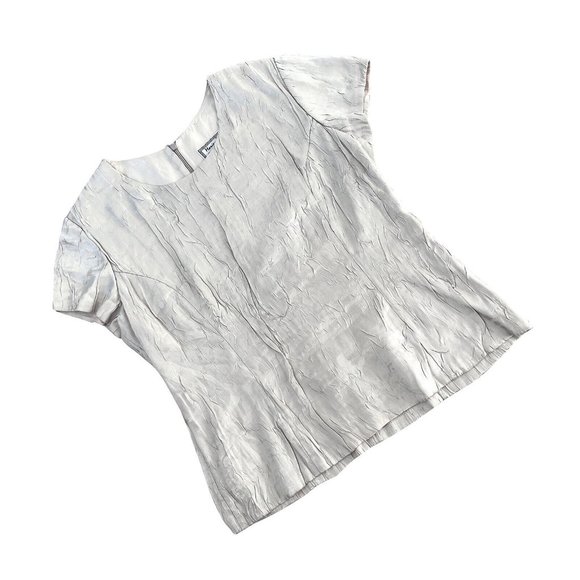 Marian Palma (Spain) Crinkled Sateen Princess Armseye Cap Sleeve Top Ivory : L